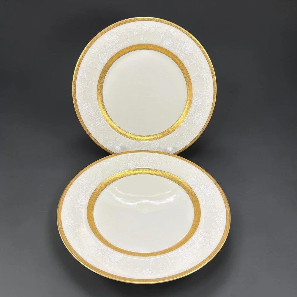 Mikasa Antique Lace Dishes Plates Gold Trim‎ Fine China Japan Set of 2 VTG 7.5